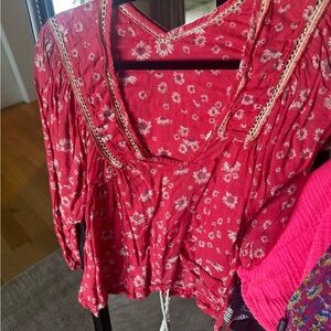 Free People Boho Red Women's Top